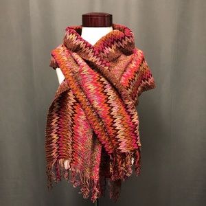 Missoni scarf in zigzag colors of browns,pinks